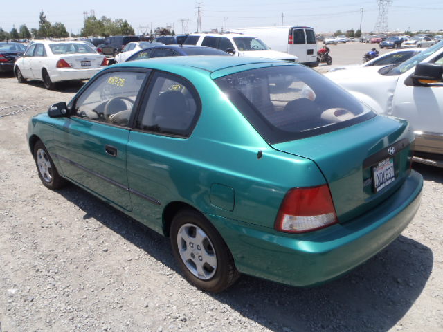 KMHCF35G6YU018361 - 2000 HYUNDAI ACCENT L GREEN photo 3