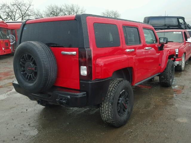 5GTEN13E488132446 - 2008 HUMMER H3 RED photo 4