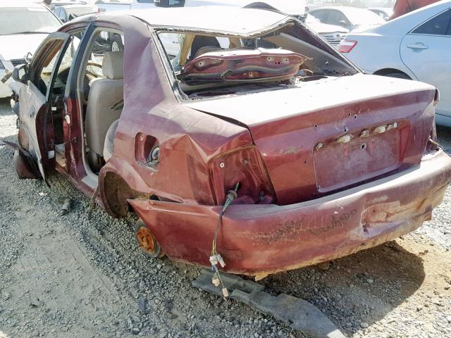 JM1BJ225221609128 - 2002 MAZDA PROTEGE DX BURGUNDY photo 3