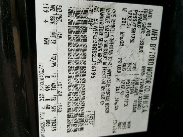 5LMFU28R82LJ16196 - 2002 LINCOLN NAVIGATOR 黑色 照片 10