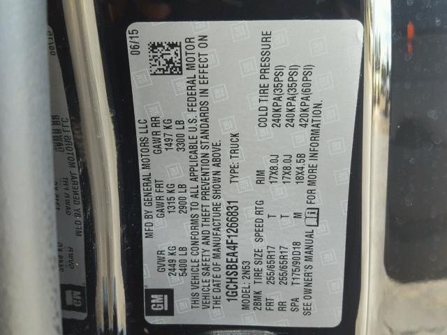 1GCHSBEA4F1266831 - 2015 CHEVROLET COLORADO L BLACK photo 10