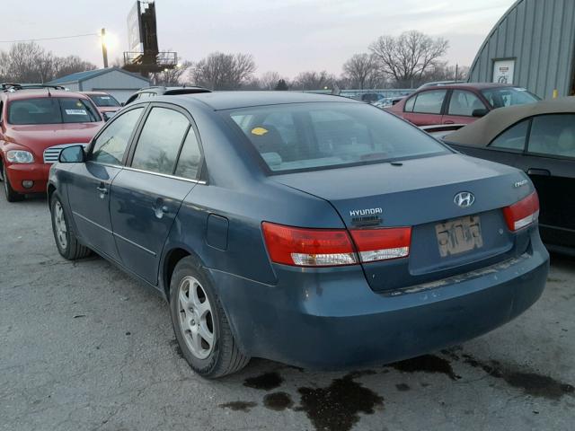 5NPEU46C96H134262 - 2006 HYUNDAI SONATA GLS BLUE photo 3