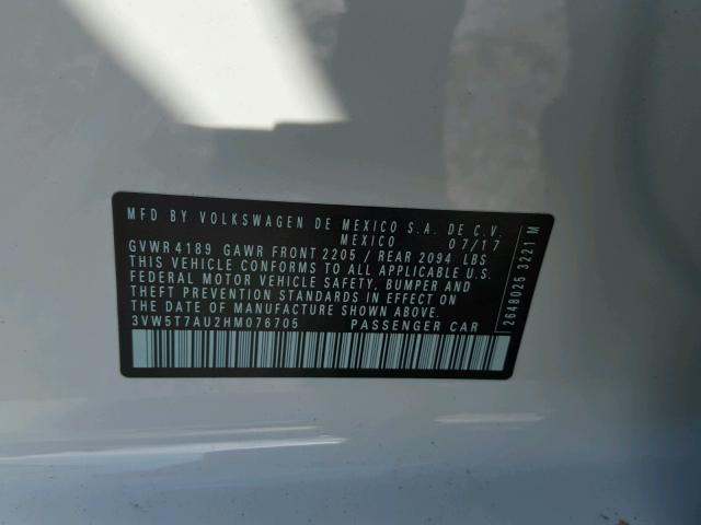 3VW5T7AU2HM076705 - 2017 VOLKSWAGEN GTI S Ağ foto 10