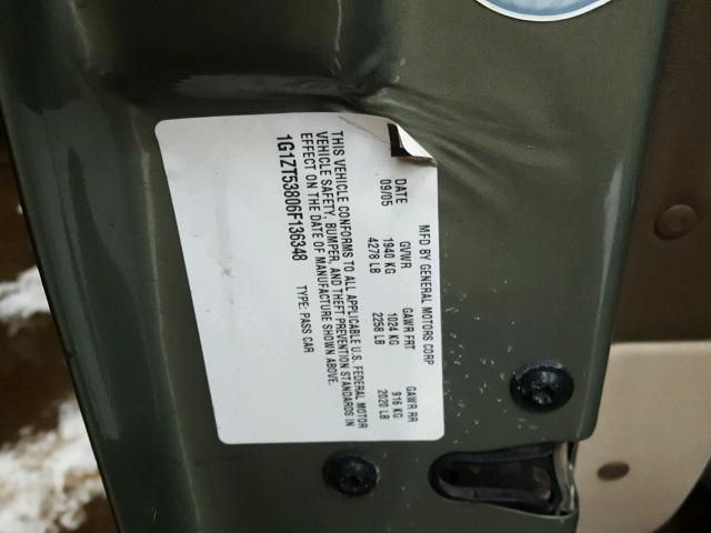 1G1ZT53806F136348 - 2006 CHEVROLET MALIBU LT მწვანე ფოტო 10