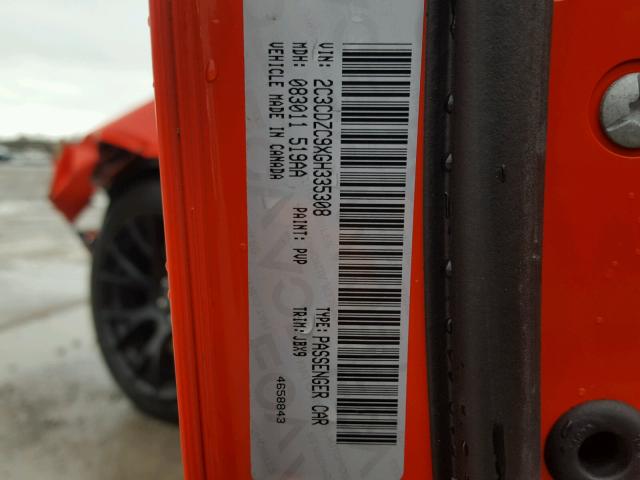 2C3CDZC9XGH335308 - 2016 DODGE CHALLENGER 橙色 照片 10