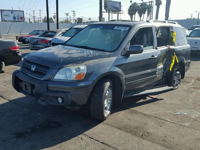 2HKYF18715H541948 - 2005 HONDA PILOT EXL GRAY photo 2