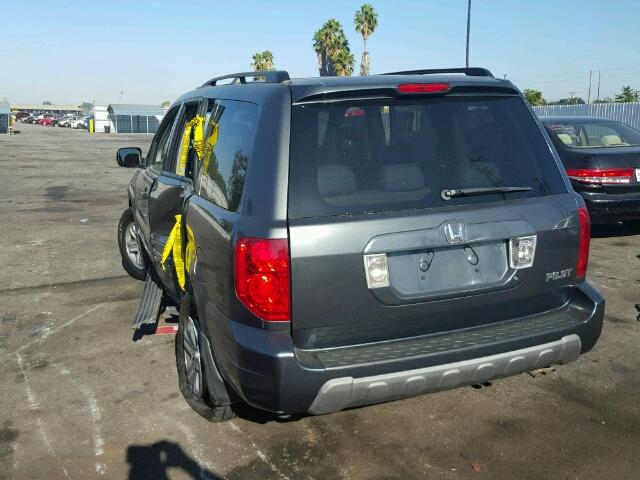 2HKYF18715H541948 - 2005 HONDA PILOT EXL GRAY photo 3