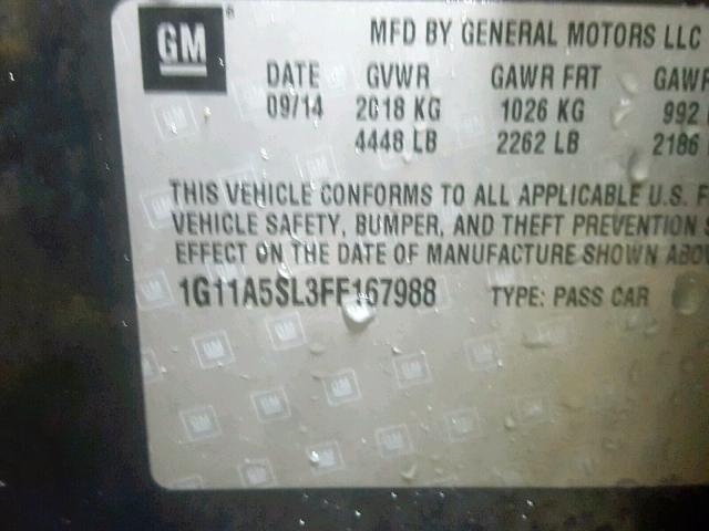 1G11A5SL3FF167988 - 2015 CHEVROLET MALIBU LS Сұр фото 10