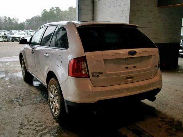 2FMDK3JC2BBB29358 - 2011 FORD EDGE SEL WHITE photo 3