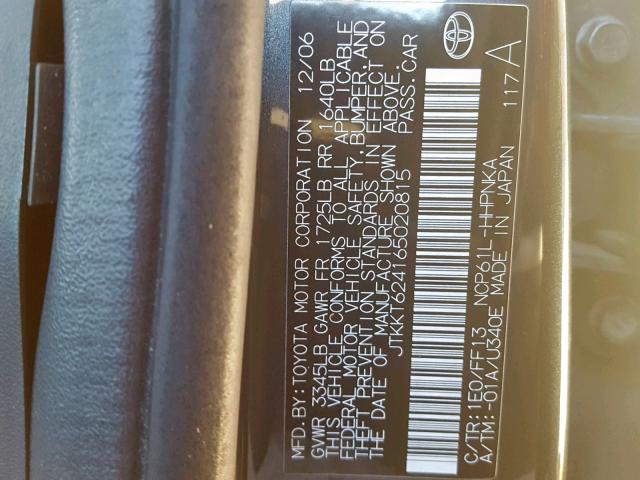 JTKKT624165020815 - 2006 TOYOTA SCION XA GRAY photo 10