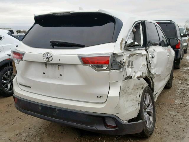 5TDZKRFH9FS077782 - 2015 TOYOTA HIGHLANDER WHITE photo 4