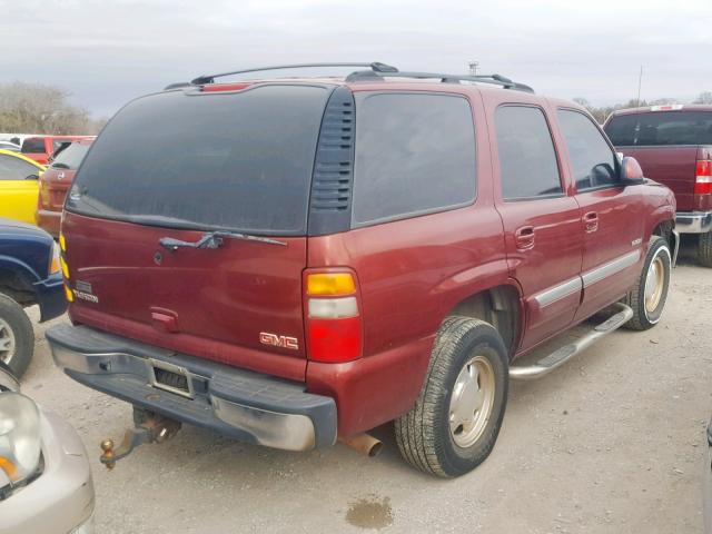 1GKEK13ZX3R186022 - 2003 GMC YUKON BURGUNDY photo 4