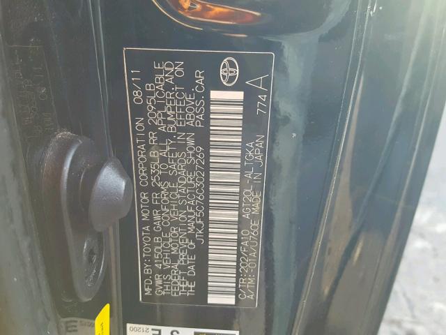 JTKJF5C76C3027269 - 2012 TOYOTA SCION TC შავი ფოტო 10