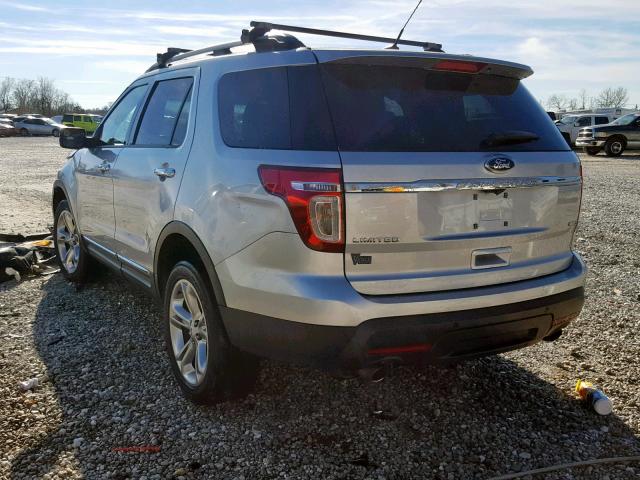 1FM5K8F87FGB81637 - 2015 FORD EXPLORER L SILVER photo 3