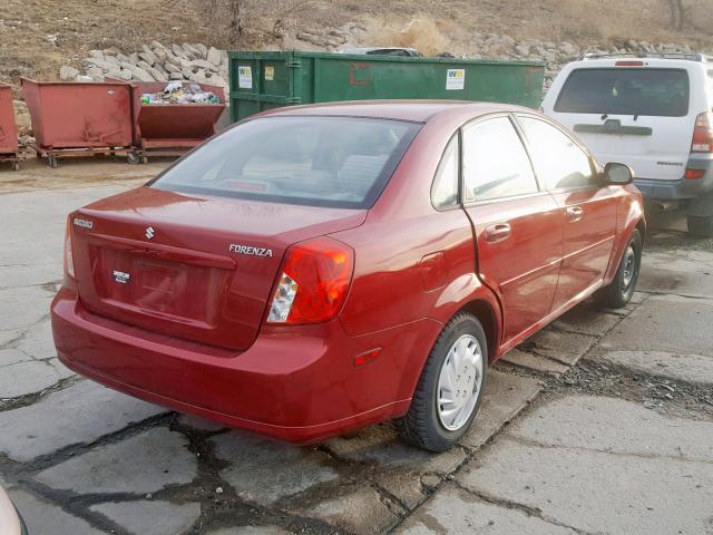 KL5JD56Z26K389769 - 2006 SUZUKI FORENZA RED photo 4