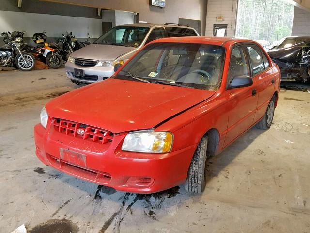 KMHCG45C22U267795 - 2002 HYUNDAI ACCENT GL RED photo 2