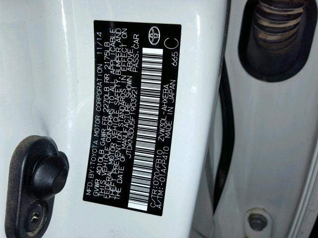 JTDKN3DU5F1903921 - 2015 TOYOTA PRIUS 白色 照片 10