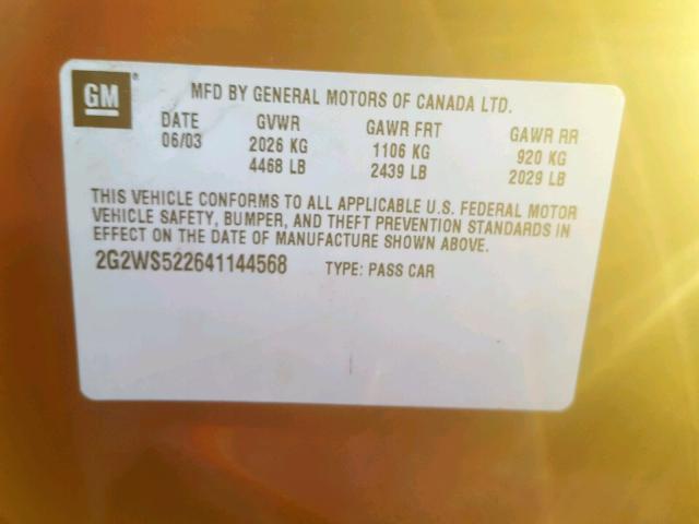 2G2WS522641144568 - 2004 PONTIAC GRAND PRIX 栗色 照片 10