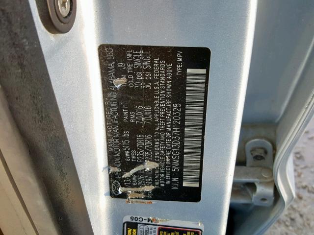 5NMSG13D37H120328 - 2007 HYUNDAI SANTA FE G 银色 照片 10