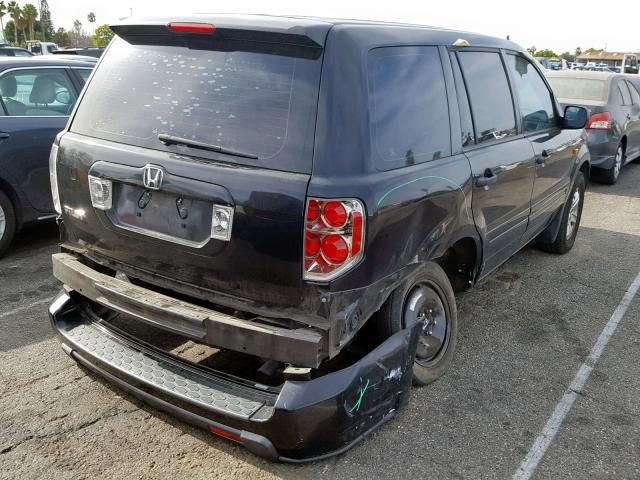 5FNYF28137B024122 - 2007 HONDA PILOT LX BLACK photo 4