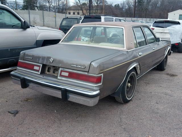 1B3BG56P1FX559872 - 1985 DODGE DIPLOMAT S BROWN photo 4