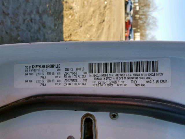 3C6TD5HT1CG168167 - 2012 DODGE RAM 2500 S WHITE photo 10