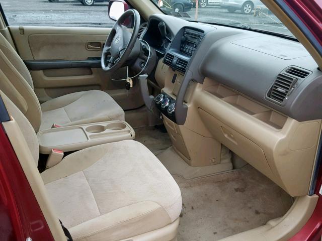 SHSRD78815U317611 - 2005 HONDA CR-V EX MAROON photo 5