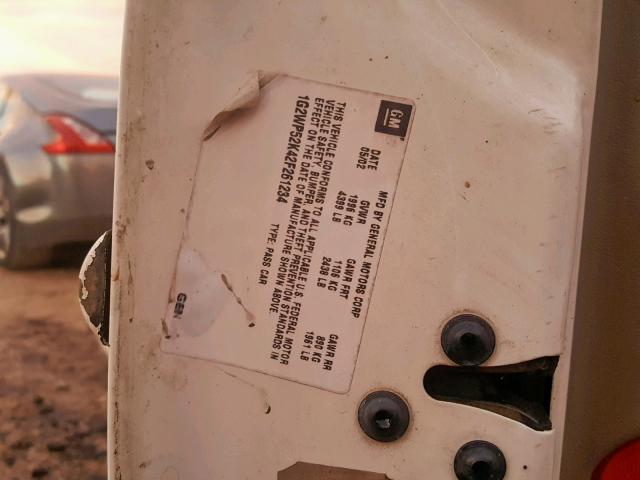 1G2WP52K42F261234 - 2002 PONTIAC GRAND PRIX WHITE photo 10