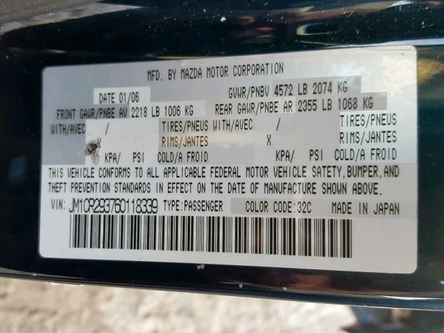 JM1CR293760118339 - 2006 MAZDA 5 BLUE photo 10