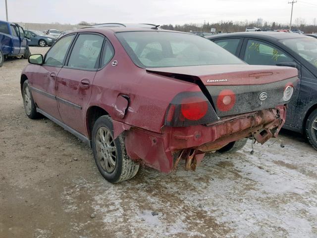 2G1WF52E459385812 - 2005 CHEVROLET IMPALA RED photo 3