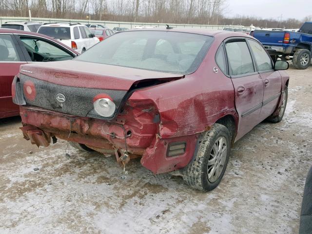 2G1WF52E459385812 - 2005 CHEVROLET IMPALA RED photo 4