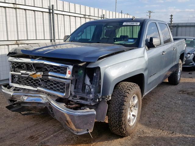 3GCUKREC7EG372408 - 2014 CHEVROLET SILVERADO BLUE photo 2