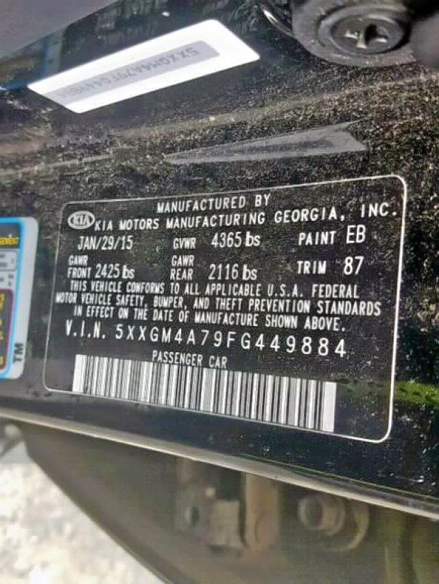 5XXGM4A79FG449884 - 2015 KIA OPTIMA LX 黑色 照片 10