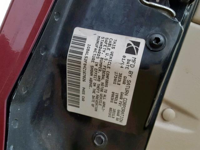 1G8AL52F84Z167826 - 2004 SATURN ION LEVEL MAROON photo 10