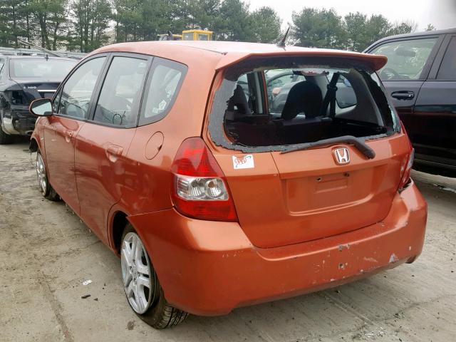 JHMGD38607S016659 - 2007 HONDA FIT S ORANGE photo 3