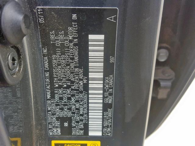 2T2ZK1BA3BC060677 - 2011 LEXUS RX 350 灰色 照片 10