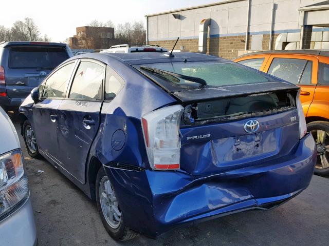 JTDKN3DU0B1463603 - 2011 TOYOTA PRIUS BLUE photo 3