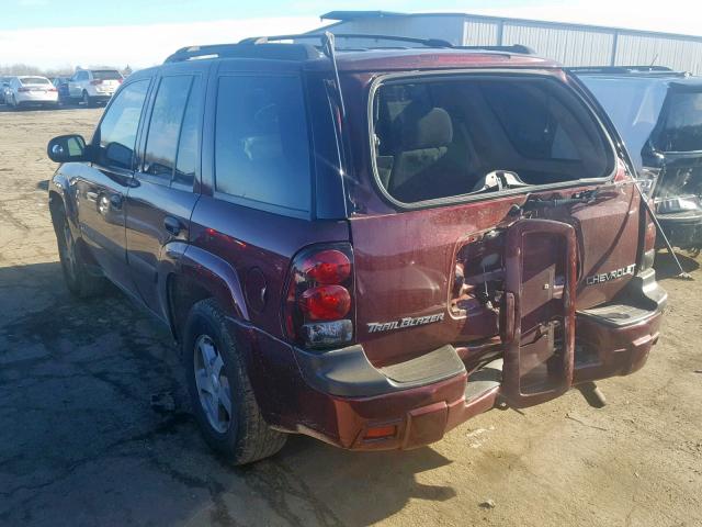 1GNDT13S942363233 - 2004 CHEVROLET TRAILBLAZE BURGUNDY photo 3