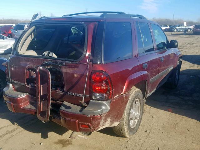 1GNDT13S942363233 - 2004 CHEVROLET TRAILBLAZE BURGUNDY photo 4