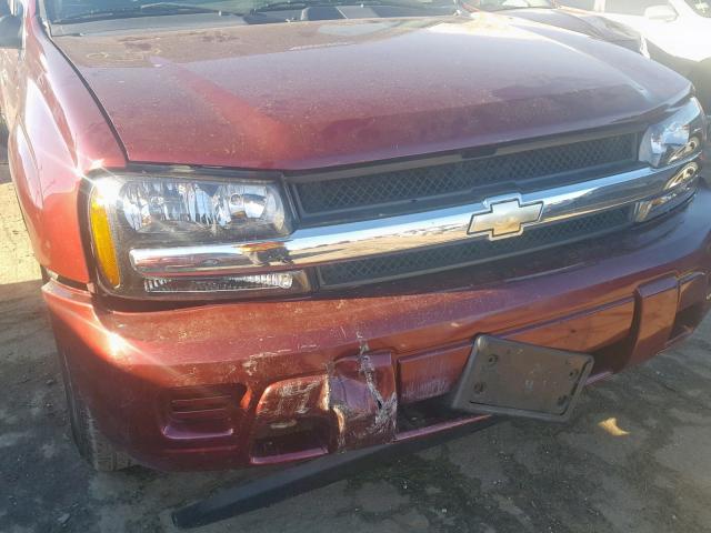 1GNDT13S942363233 - 2004 CHEVROLET TRAILBLAZE BURGUNDY photo 9