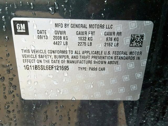 1G11B5SL6EF121695 - 2014 CHEVROLET MALIBU LS GRAY photo 10