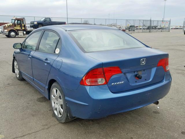 1HGFA16568L004596 - 2008 HONDA CIVIC LX BLUE photo 3