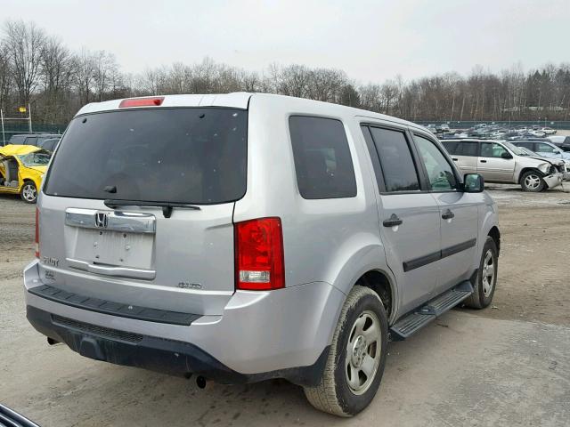 5FNYF4H22CB012848 - 2012 HONDA PILOT LX SILVER photo 4