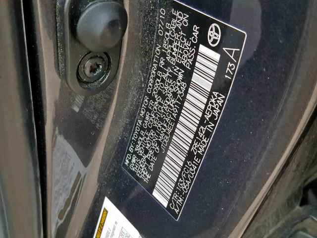 JTDBU4EE1A9117348 - 2010 TOYOTA COROLLA BA Серый фото 10