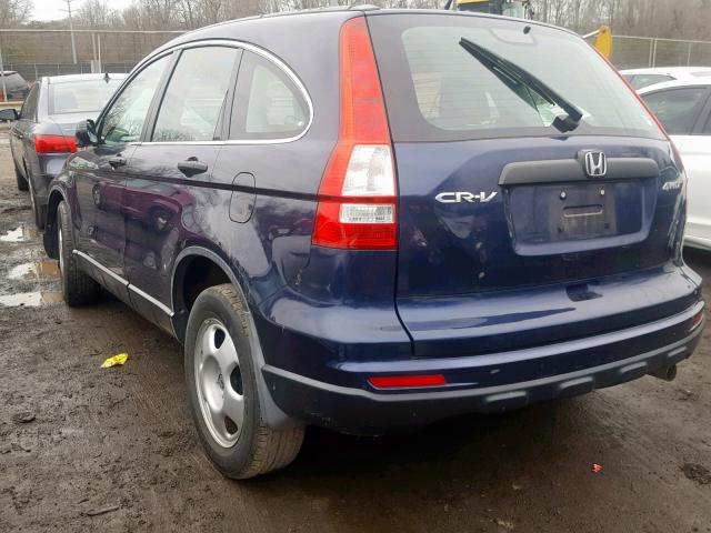 5J6RE4H34AL086678 - 2010 HONDA CR-V LX BLUE photo 3