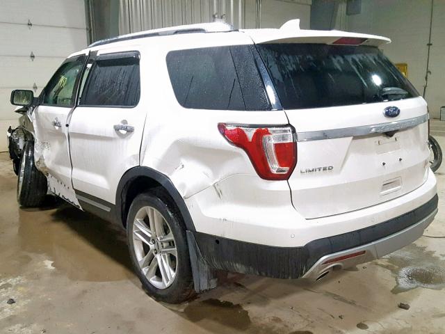 1FM5K8F88HGE09938 - 2017 FORD EXPLORER L WHITE photo 3