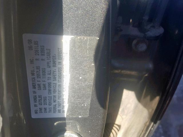 1HGCP36808A078261 - 2008 HONDA ACCORD EXL GRAY photo 10