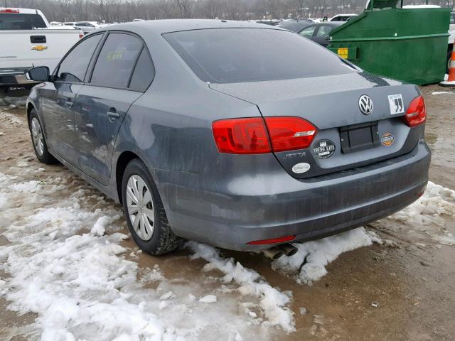 3VW2K7AJ0EM253758 - 2014 VOLKSWAGEN JETTA BASE GRAY photo 3