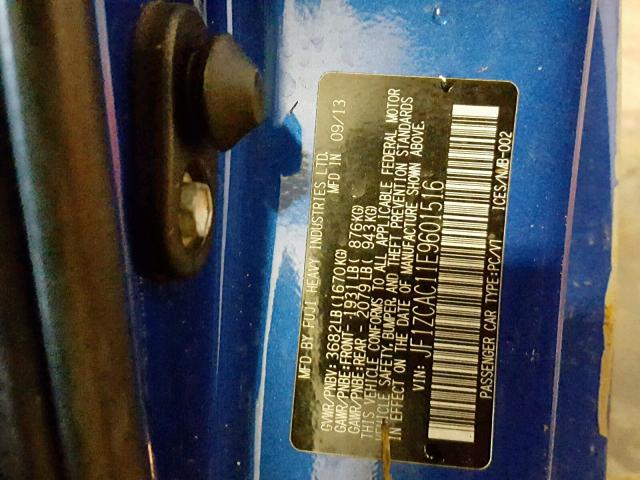 JF1ZCAC11E9601516 - 2014 SUBARU BRZ 2.0 LI ლურჯი ფოტო 10