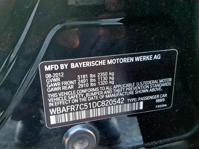 WBAFR7C51DC820542 - 2013 BMW 535 I Qara foto 10